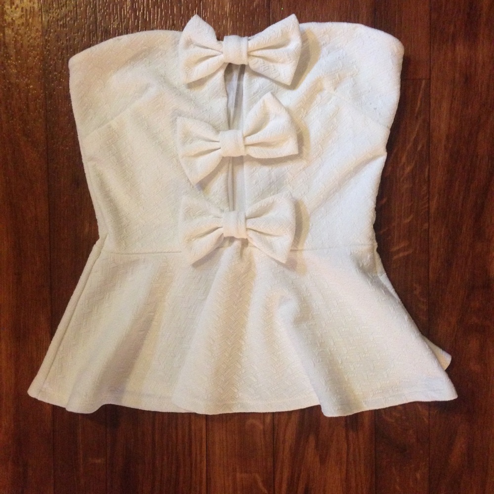 Charlotte Russe strapless bows top